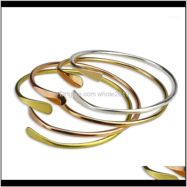 Bangle Pulseiras Jóias Entrega Gota 2021 MylongingCharm 10 Pçs / Lote Em Branco Latão Suave Oval Empilhamento Pulseira Aberto Cuff Bangles F262Q