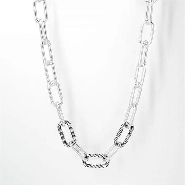 Zincirler 925 STERLING Gümüş Kolye Ben bağlantı yılan zinciri desen dairesel toka fit kadın boncuk cazibesi parti hediye moda mücevher188b