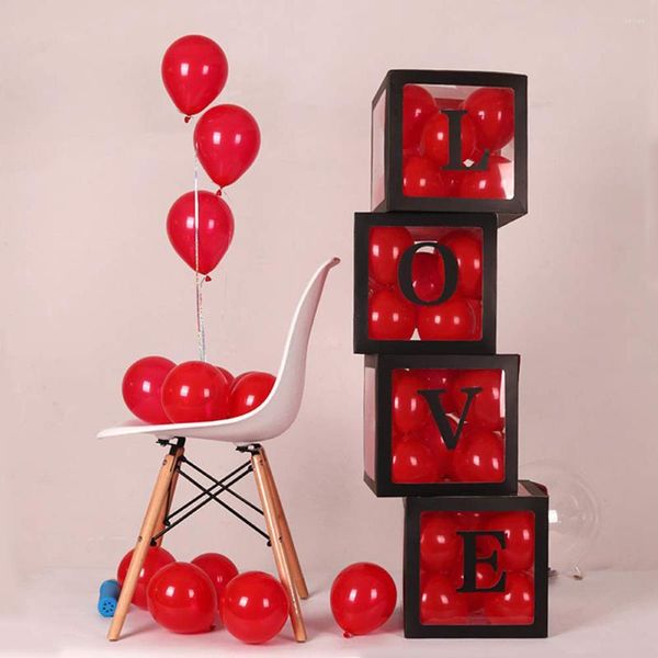 Hediye sargısı 4pcs Festival Şeffaf Kutu Katlanabilir Aşk Kağıt Balonu Sevgililer Günü Düğün