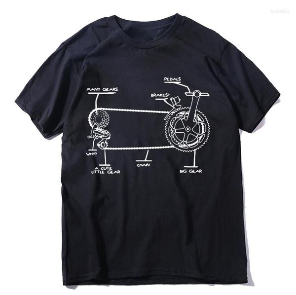 Camisetas masculinas The Coolmind Algodão Manga Curta Cool Men Camisa O-pescoço Impressão de Bicicleta Camiseta Tamanho Grande T-shirt Tee Tops