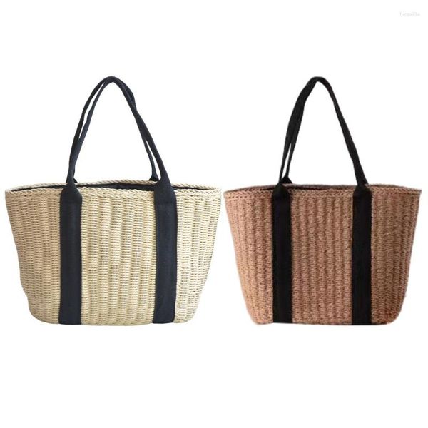 Abendtaschen Stroh gewebte Handtasche für Frauen Sommer Umhängetasche Bohemian Beach Handmade Weave Tote Große Kapazität Messenger