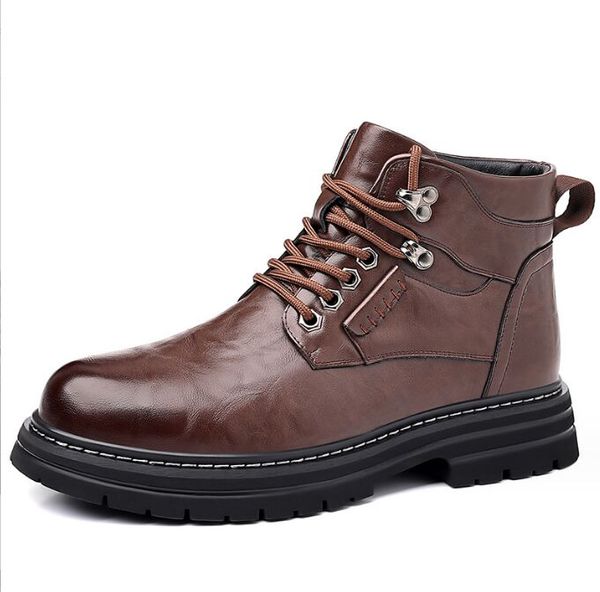 Мужские ботинки, уличные нескользящие зимние ботинки, роскошные мужские ботинки из натуральной кожи, повседневная мотоциклетная обувь в стиле панк для мальчиков, праздничная обувь