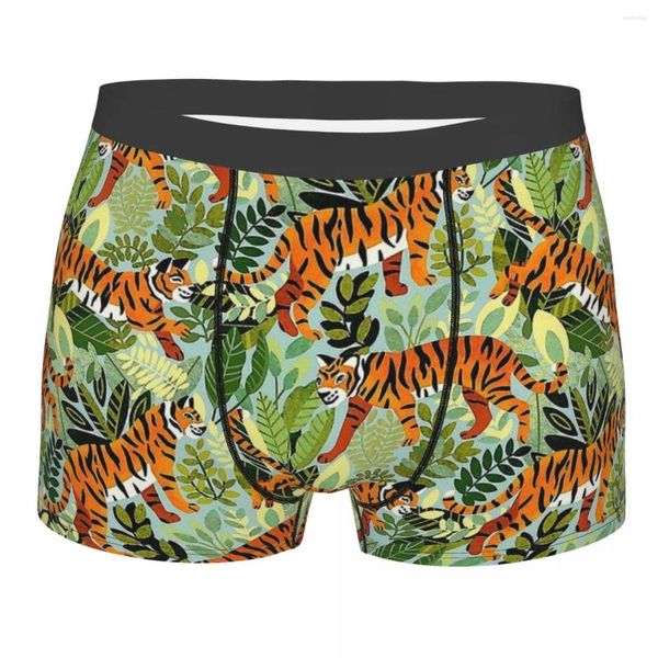 Unterhosen Bright Bengal Tiger Jungle Tropical Leaves Beach Atmungsaktive Höschen Shorts Boxershorts Herrenunterwäsche Sexy