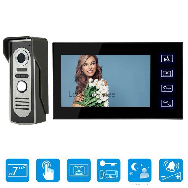 Дверные звонки SYSD Видеодомофон 7-дюймовый монитор Видеодомофон Комплект системы ИК-камера Сенсорная кнопка с разблокировкой Металлический наружный блок HKD230918