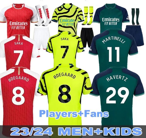 Hayranlar oyuncu versiyonu futbol formaları saliba topçular 23 24 Martinelli G. İsa 2023 2024 Arsen Ön Maç Jersey Saka Tüm Futbol Gömlek Hedef Odegaard Kit Kid Ekipmanları