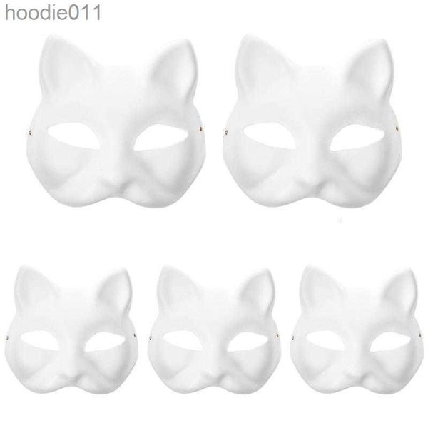 Accessori per costumi Maschere per feste 510 pezzi Non verniciato Masquerade Carta bianca Halloween Cat Cosplay Maschera di polpa per la decorazione 230721 L230918