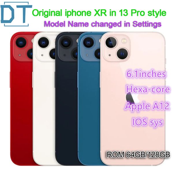 Apple iPhone XR originale nel telefono stile iPhone 13 sbloccato con la scatola iPhone 13 Aspetto della fotocamera Smartphone ROM 3G RAM 64 GB 128 GB, A + Condizioni eccellenti