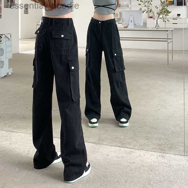 Damen-Overall, Strampler, Cargohose, Damen, Übergröße, Fett, mm, große Tasche, lose, schwere Industrie, vielseitige Overalls mit mehreren Taschen, Hose, lässig, Hot Girl, weites Bein, L2309