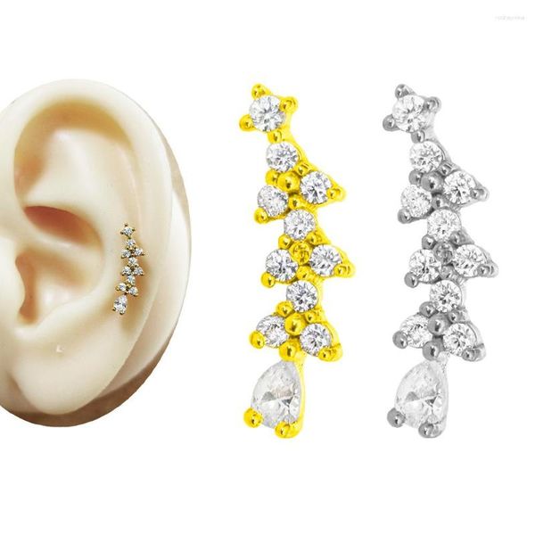 Ohrstecker Weihnachtsbaum Innengewinde Zirkonia Labret 16L Stahl Knorpel Tragus Piercing Flache Rückseite