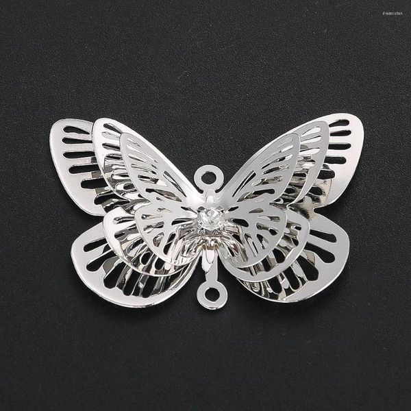 Estatuetas decorativas 2 peças strass borboleta 3d diy personalidade sinos de vento acessórios de cristal decoração para casa pendurado jardim repelente de pássaros