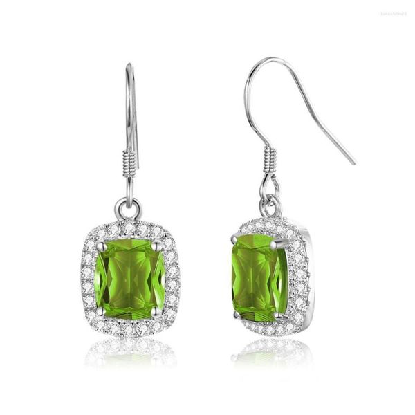 Baumelnde Ohrringe, grüner Peridot, Olive, 925er Silber, Schmuck, Kristall mit Diamant-Edelsteinen, niedlich, romantisch, Accesorios Mujer 2023