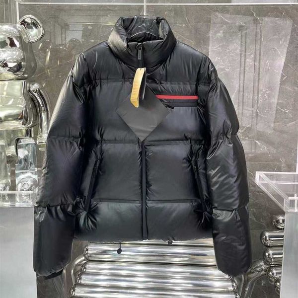 Jaqueta masculina de nylon re-nylon com zíper bolso casaco de inverno designer acolchoado parkas com capuz lr927a