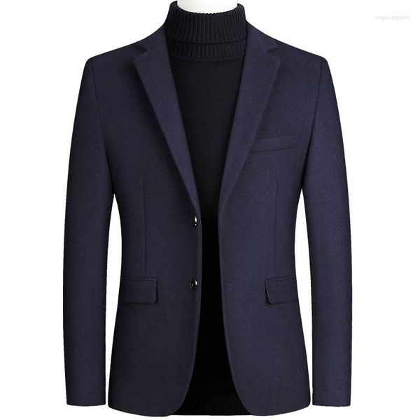 Ternos masculinos 2023 moda cor sólida casual boutique vestido de lã mistura blazers jaqueta casaco