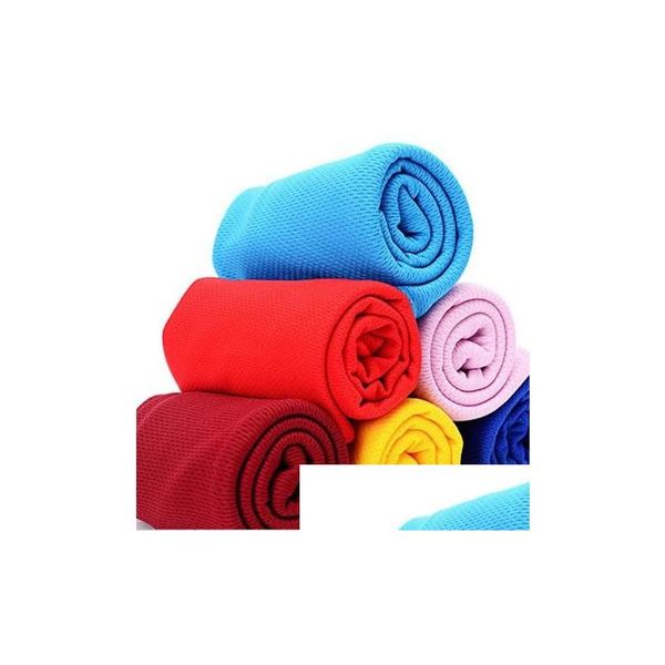 Toalha de resfriamento frio desempenho toalhas de verão esportes ao ar livre lenço de gelo cachecóis almofada pescoço gravata pulseira bandana praia gota entrega casa dh3mu