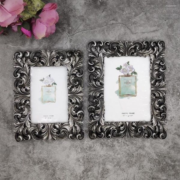 Frames Europäischen Stil Retro Silber Relief Po Rahmen Dekoration 6/7 Zoll Barock Antike Wandbehang