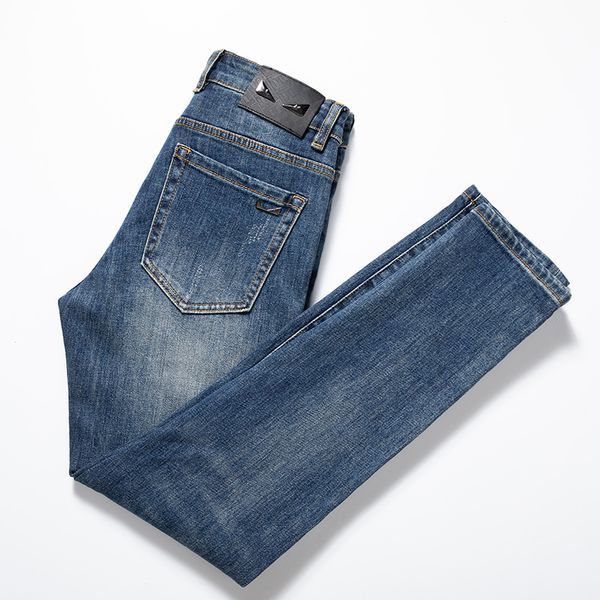 Novas calças jeans calças chino calças masculinas fficon estiramento outono inverno calças de brim justas calças de algodão lavado em linha reta negócios casual Q9561-9