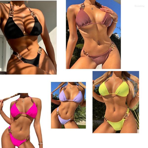 Damenbadebekleidung 2023 Europäischer und amerikanischer Badeanzug Spot Großhandel Sexy Modische Split Solid Color Bikini Zweiteiliges Set