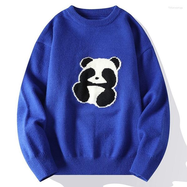 Männer Pullover 2023 Vintage Pullover Spaß Plüsch Oansatz Stricken Trend Lose Paar Warme Herbst Und Winter Pullover Panda Stickerei