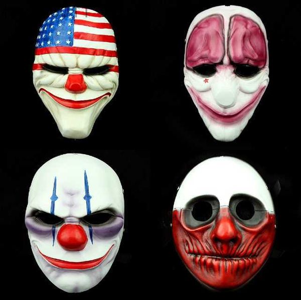 Kostümzubehör Neu PAYDAY 2 Erwachsene Kinder Clown Gesichtsmaske Kostüm Halloween Horror Prop Kostüme L230918