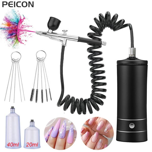 Ferramentas de limpeza acessórios aerógrafo prego com compressor portátil escova de ar pintura para unhas arte bolo pintura artesanato 230918