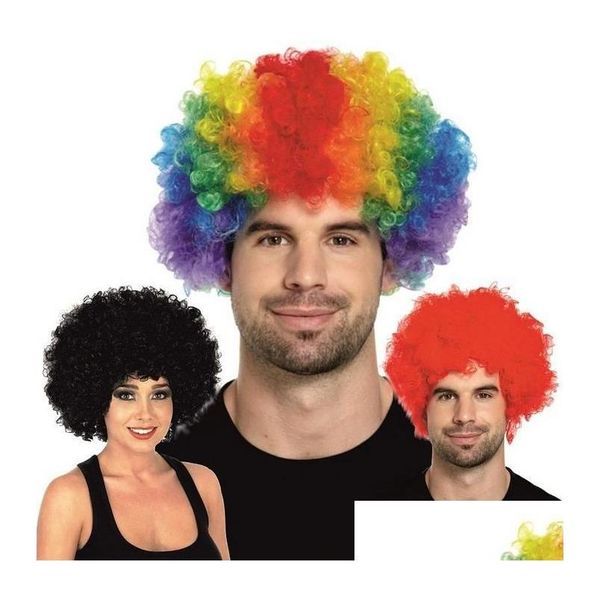 Diğer Etkinlik Partisi Malzemeler Erkek Lady Palyaço Hayranları Karnaval Disko Sirk Komik Fantezi Elbise Stag Yapın Joker ADT Çocuk Kostüm Afro Cu Dh8nz