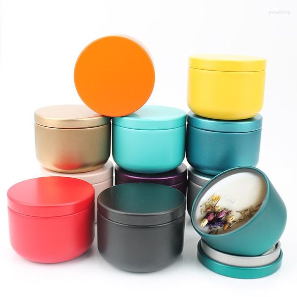 Depolama Şişeleri 12 PCS 50ml Mum Tin Seyahat Tenekeleri Yuvarlak Metal Pot Kavanozları DIY Yapım Esansiyel Yağ Tütsü