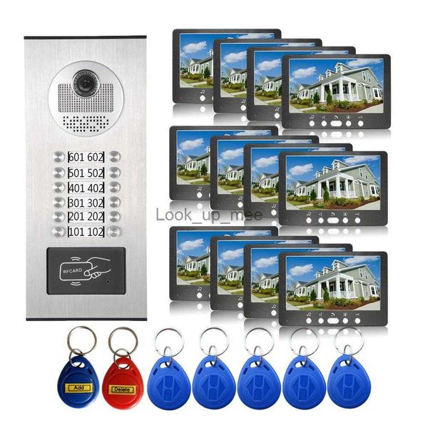 Türklingeln 7'' Video-Türsprechanlage Türklingel Intercom Entry System 12 Einheiten Monitore + 1000TVL IR-Kamera Türsprechanlage für 12/10/8/4/6 Wohnungen HKD230918