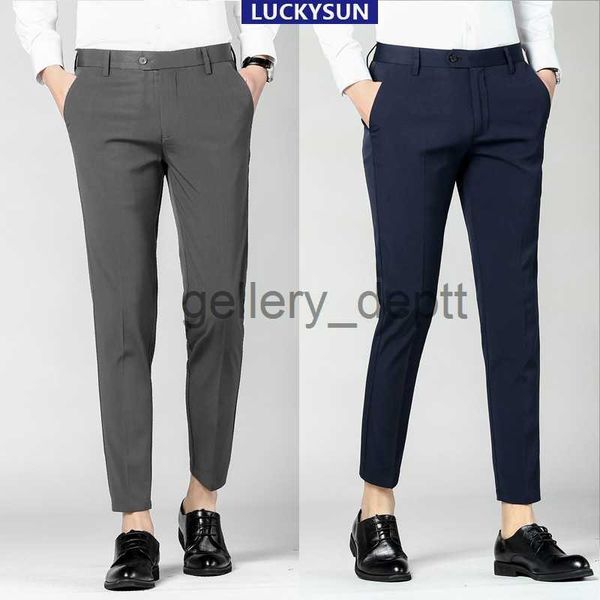 Мужские брюки, деловые брюки, мужские корейские обычные офисные длинные брюки, черные укороченные брюки большого размера Kurta J230918