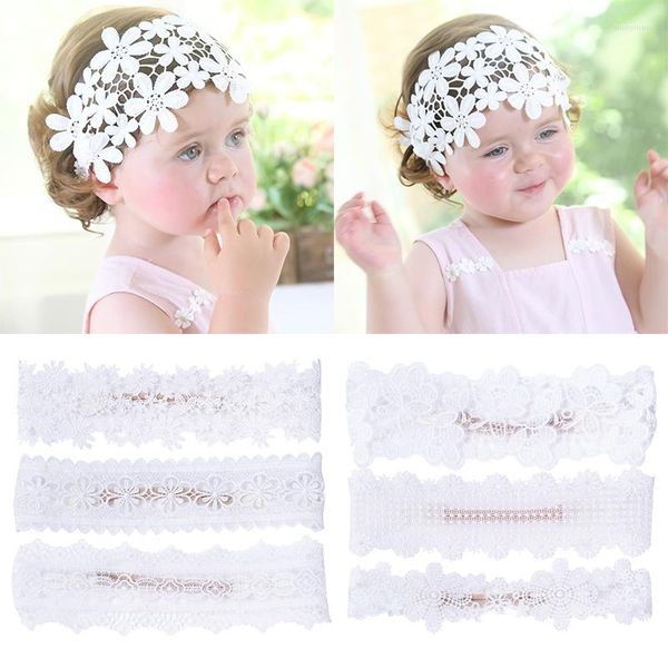 Haarschmuck Weiße Spitze Blume Baby Stirnbänder Für Mädchen Band Elastische Säuglings Turban Geborene Kopfbedeckung 0-3 Jahre Wrap