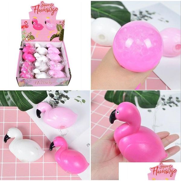 Giocattolo di decompressione Flamingo Anti Grape Ball Divertente Gadget Vent Toys Stres Autismo Sollievo dall'umore Mano Polso Spremere Kid 3 colori Drop Delive Dhskx