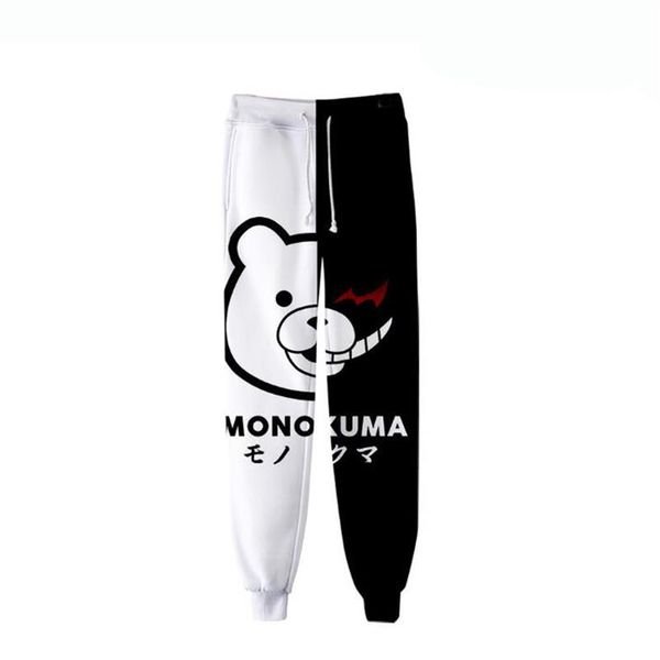 Anime Danganronpa Monokuma 3D Joggers Pantalones Hombres Mujeres Pantalones casuales Hip Hop Pantalones de chándal negro blanco oso Cosplay Costumes219T