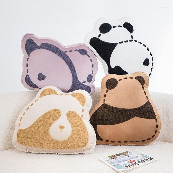 Cuscino Panda cinese Morbido velluto Filo di cotone Ricamo Regalo carino Casa Cojines Divano Sedia Biancheria da letto Decorare