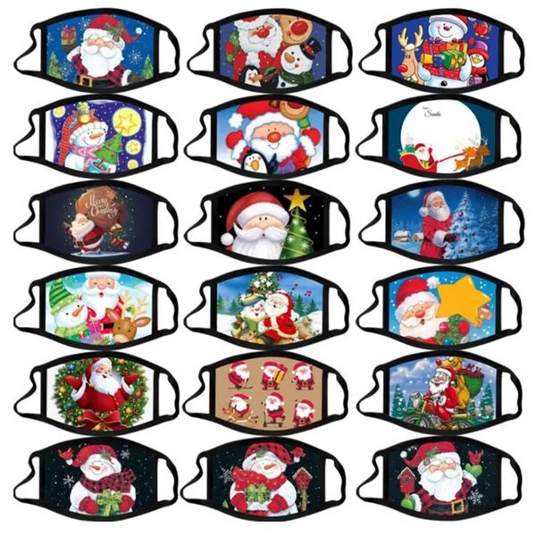 Feliz natal máscara facial moda criatividade desenhos animados santa elk impressão máscaras à prova de poeira reutilizável lavável máscara de boca de natal 500 pçs