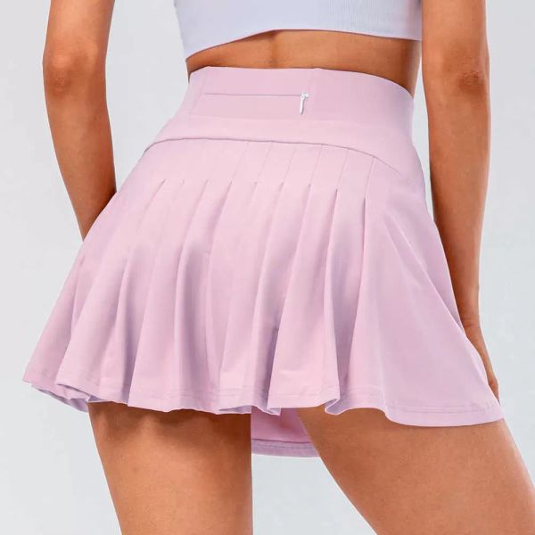 Hohe Taille Skort Yoga Align Tennis Wear Faltenrock Laufen Athletische Röcke Frauen Sport Fitness Kleid mit Tasche Leggings p8cm #
