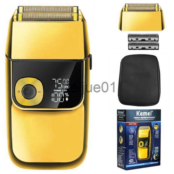 Rasoi elettrici Kemei Professionale Barba per capelli Rasoio elettrico per uomo Custodia in metallo Rasoio elettrico Testa lavabile Macchina da barba Ricaricabile x0918