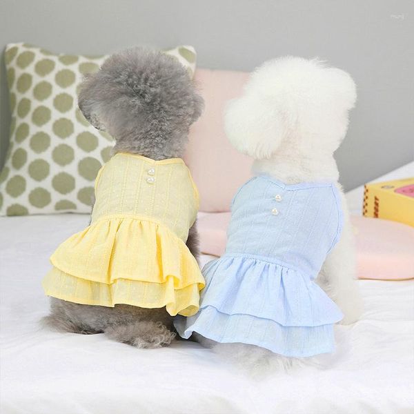 Cão vestuário doce pérola vestido pet roupas de verão princesa meninas suspensórios vestidos para cães pequenos chihuahua filhote de cachorro gato capina saias