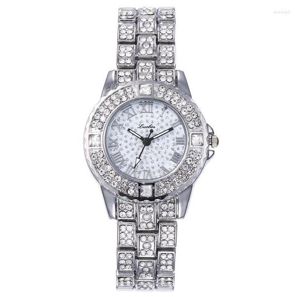 Relógios de pulso relógios de quartzo mulheres aço completo céu estrela água diamante temperamento versátil moda coreana casual estudante