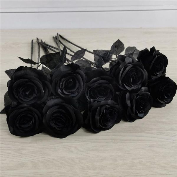 Декоративные цветы, искусственные цветы, цветочный орнамент, прочный, высокая имитация, вечный черный поддельный завод роз, портативный