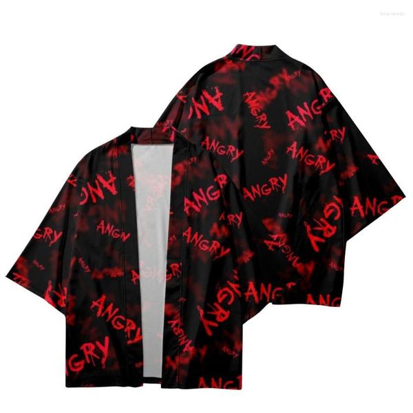 Roupas étnicas Homens Mulheres Preto Impressão Kimono e Shorts Cardigan Japonês Haori Roupas Yukata Streetwear Verão Praia Camisa