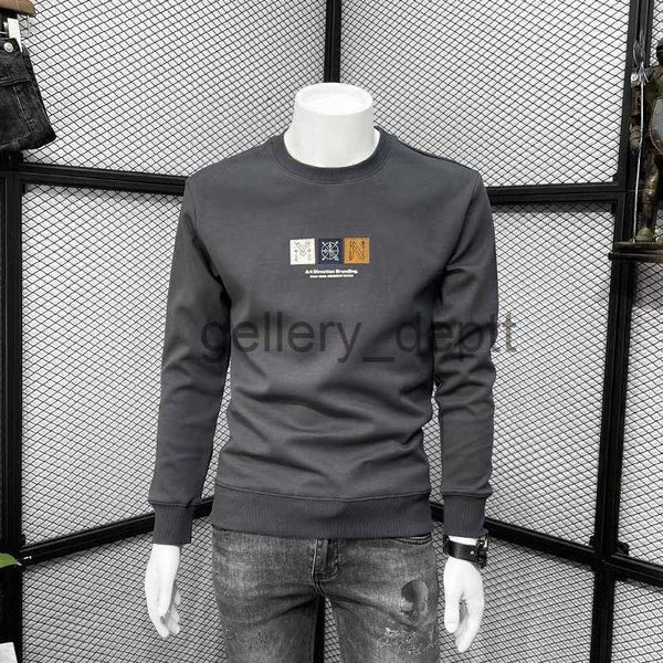 Mens Hoodies Moletons Primavera Outono SlimFit Slimmer Look Versátil Universidade T ins Simples Casual Pescoço Redondo TShirt Estilo Urbano Diário Bottoming Top M J230918