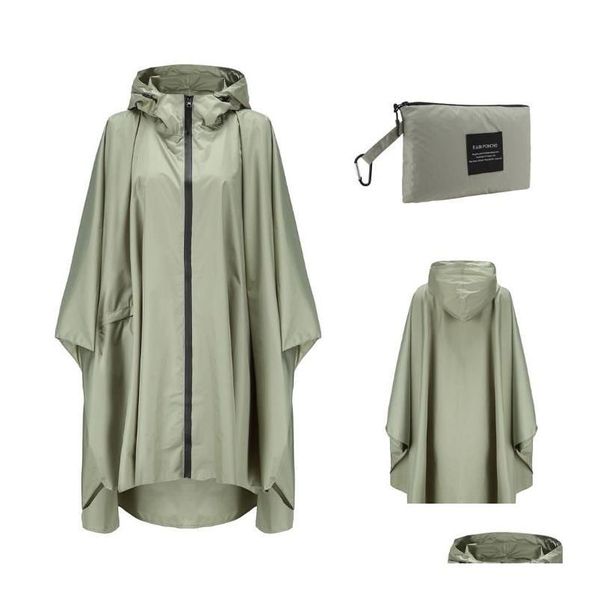 Regenmäntel Regenponchojacke Mantel mit Kapuze für Adts mit Taschen Wasserdichte Ausrüstung Bedruckte Match-Aufbewahrungstasche Plus Größe XXL Drop Lieferung Dhanx