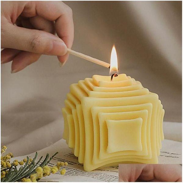 Handwerkswerkzeuge Geometrie Kerze Sile Form handgemachte Ornament Gips Seife Aroma Wachs für die Herstellung von Mousse Kuchen Home Decor Drop Lieferung Garten Dhkhg