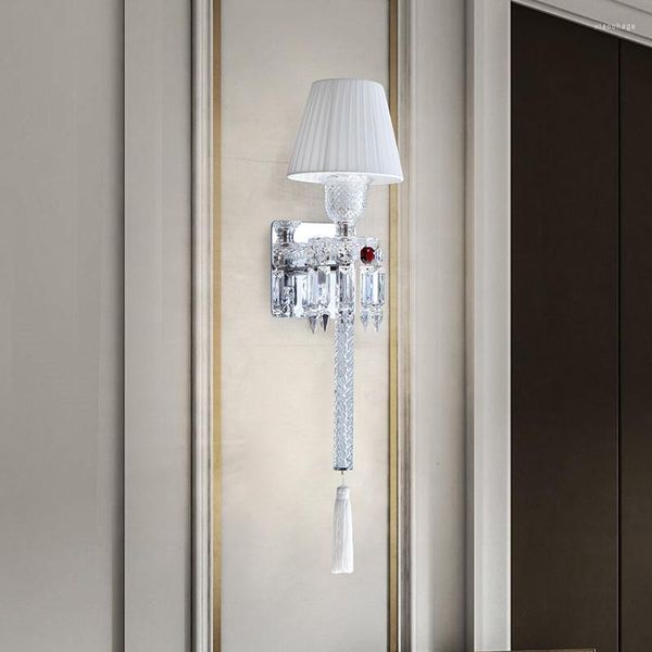 Lâmpada de parede Art Deco Plus Long Crystal Luminárias Corredor Interior LED Sconce El Sala de estar Escada Quarto Iluminação