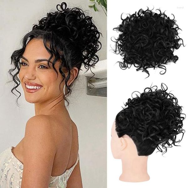 Fermagli per capelli Panino disordinato sintetico Coulisse elastica Onda sciolta Accessori per la testa di estensione corta ricci grandi