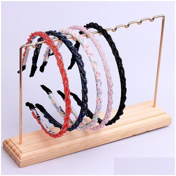 Acessórios de cabelo Cristal Headband para mulheres torcidas Handmade Colorf Frisado Designer Hairbands Atacado Bow Hoop Head Bands Clips Drop Dh2Jq