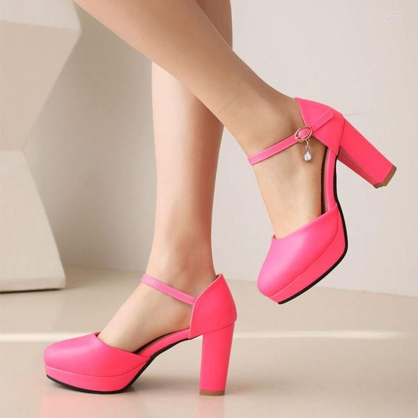 Модельные туфли, женские милые туфли-лодочки из искусственной кожи с ремешком на щиколотке, женские туфли Мэри Джейн на каблуке, женская обувь Sandalias De Mujer, размер 45