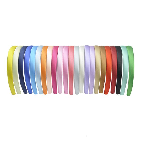 Headbands 24 Pçs / lote 15mm 24 Cores Tecido de Cetim Coberto de Resina Hairband Atacado Adulto Crianças Headband Meninas DIY Cabelo Loop Acessórios de Cabelo 230918