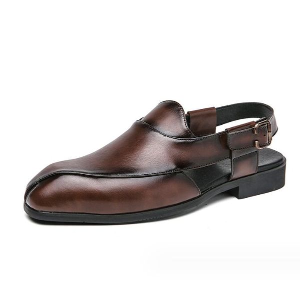 Nuovi sandali estivi da uomo marroni Scarpe eleganti con cinturino con fibbia nera per uomo Scarpe formali da lavoro per stivali da festa per ragazzi