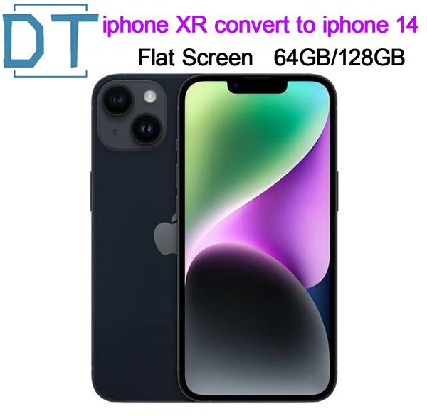 İPhone 14 Düz Ekran Cep Telefonunda Orijinal İPhone XR İPhone 14 BoxCamera Görünümü ile Kilidi 3G Ram 64GB 128GB ROM MobilePhone, A+Mükemmel Durum