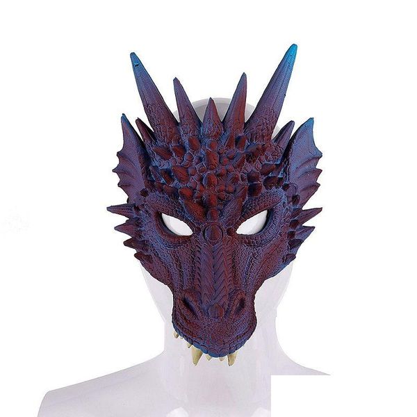 Anderes Motorradzubehör Neue Halloween-Requisiten 3D-Drachenmaske Halbgesichtsmasken für Kinder Teenager Halloweens Kostüm Partydekorationen Ad Dhfec